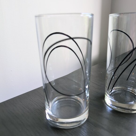 Set of 4 Corelle Simple Lines Drinking Juice Glasses (By Corning) Modernist - Picture 3 of 4